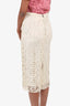 Burberry White Macrame Lace Overlay Midi Skirt Size 38