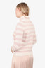 Max Mara Pink/White Cashmere Mockneck Sweater Size S