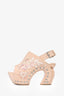 Alexander McQueen Beige Suede Floral Platform Heels Size 37