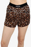 Tom Ford Brown Leopard Silk Logo Waistband Shorts size X-Small