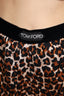 Tom Ford Brown Leopard Silk Logo Waistband Shorts size X-Small