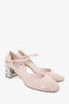 Miu Miu Pale Pink Patent Embellished Block Heel Mary Jane size 41