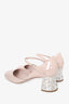 Miu Miu Pale Pink Patent Embellished Block Heel Mary Jane size 41