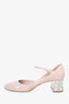 Miu Miu Pale Pink Patent Embellished Block Heel Mary Jane size 41