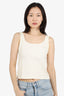 Burberry White Logo Embroidery Cropped Tank Top Size Small