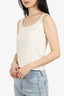 Burberry White Logo Embroidery Cropped Tank Top Size Small