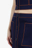 Sandro Navy/Orange Two Piece Crop Top with Mini Skirt Set Size 3