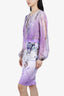 Blumarine Purple Silk Floral Print Cocktail Dress Size 38