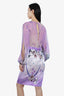 Blumarine Purple Silk Floral Print Cocktail Dress Size 38