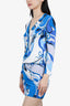 Emilio Pucci White/Blue Printed Jersey Belted Dress
