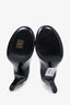 Pre-loved Chanel™ 2015 Black Patent Chain Detail Cap Toe Pumps Size 38.5