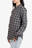 Saint Laurent Brown Glitter Plaid Long-Sleeve Shirt size Small
