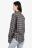 Saint Laurent Brown Glitter Plaid Long-Sleeve Shirt size Small