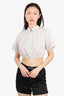 Sandy Liang White/Blue Pinstripe Keyhole Back Crop Top size 40