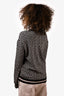 Balmain Black/White Wool Blend V-Neck Sweater Size 38