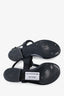 Pre-loved Chanel™ 2022 Black Leather CC Logo T-strap Sandals Size 36