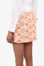 Prada Pink/Yellow Lace Applique Mini Skirt Size 36