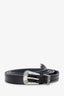 Saint Laurent Black Leather Folk  Buckle Belt Size 95