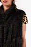 Vintage Dark Grey Opossum Long Fur Vest Estimated Size M