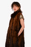 Vintage Brown Opossum Long Fur Vest Est. Size L