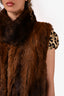 Vintage Brown Opossum Long Fur Vest Est. Size L