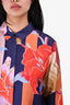 Etro Navy/Multi Floral Print Satin Blouse Size 44
