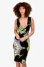 Emilio Pucci Black/Green Printed Sleeveless Midi Dress Size XS