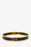 Hermès Black Enamel Gold Plated Caleche Narrow Bangle Bracelet