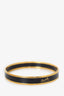 Hermès Black Enamel Gold Plated Caleche Narrow Bangle Bracelet