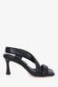 Anine Bing Black Leather Puffer Open-Toe Slingback Heels Size 38