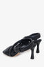 Anine Bing Black Leather Puffer Open-Toe Slingback Heels Size 38