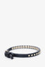 Valentino Black Leather Rockstud Narrow Bracelet