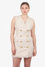 Balmain Cream Tweed Zip-up Sleeveless Mini Dress Size 44