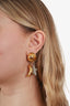 Celine Vintage Gold Tone Moon & Crystal Star Dangle Earrings