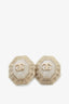 Pre-loved Chanel™ White/Gold CC Border Earrings