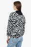 Escada Black/White Linen Zebra Print Bomber Jacket size 38