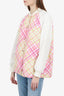Escada White/Pink Plaid Bomber Jacket Size 38