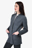 Fabiana Filippi Grey Grid Printed Wool Blend Jacket Size M