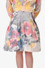 Carolina Herrera 2011 Grey/Pink Watercolour Flower Skirt Size 6