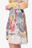 Carolina Herrera 2011 Grey/Pink Watercolour Flower Skirt Size 6