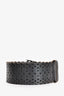 Blumarine Black Laser Cut Leather Wide Waist Belt Size 40