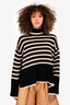 Toteme Cream/Black Striped Turtleneck Sweater Size S