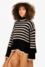 Toteme Cream/Black Striped Turtleneck Sweater Size S