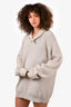 Louis Vuitton Cream 'LV' Embroidered Mock Neck Sweater Size XXL