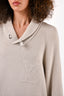 Louis Vuitton Cream 'LV' Embroidered Mock Neck Sweater Size XXL