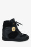 Louis Vuitton Black Leather/Suede Wedge Sneakers Size 35.5