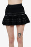 Alexander McQueen Black Velvet Mini Skirt with Eyelet Trim Size XS
