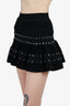 Alexander McQueen Black Velvet Mini Skirt with Eyelet Trim Size XS