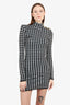 Balmain Black/White Wool Plaid Mini Dress Size 36