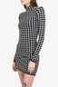 Balmain Black/White Wool Plaid Mini Dress Size 36